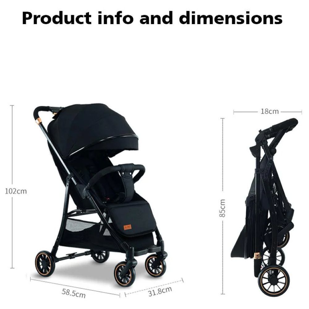 Dreeba - Lightweight One Way Push Baby Stroller - Black With Flowers