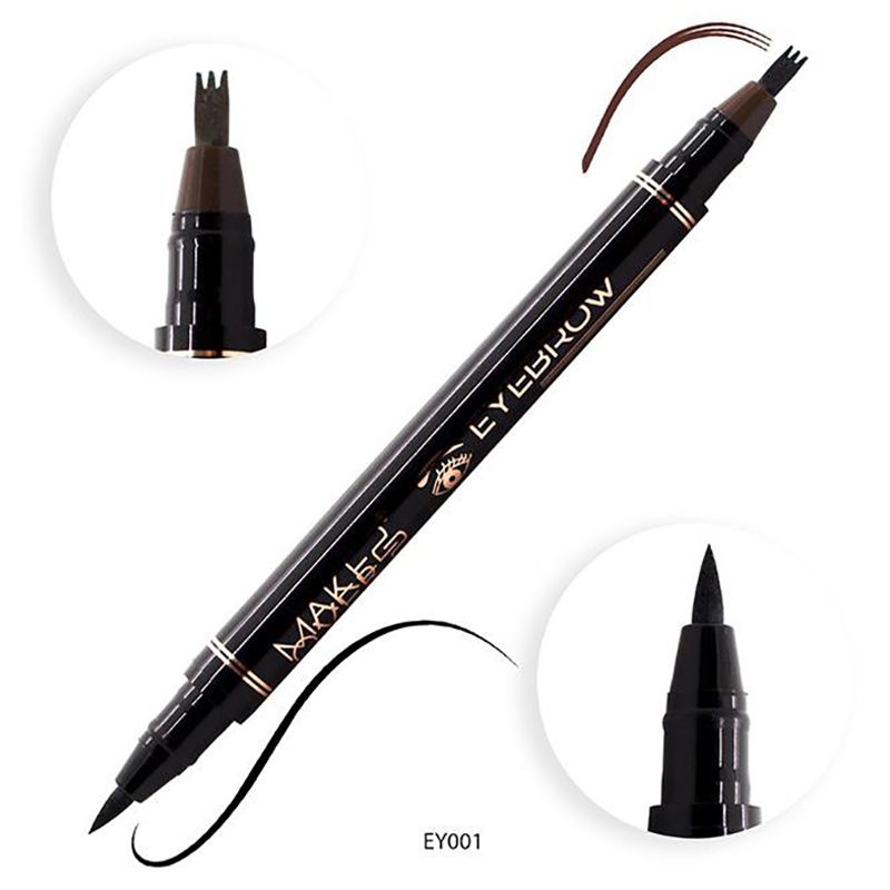 MakeOver22 - Eyebrow And Eyeliner Pen - Black/Chocolate