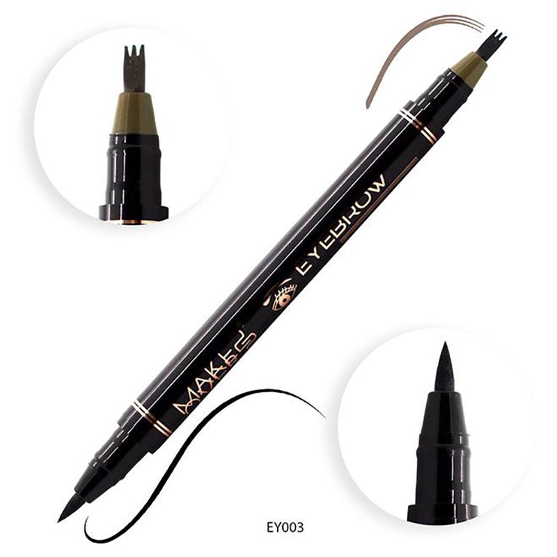 MakeOver22 - Eyebrow And Eyeliner Pen - Black/Soft Brown