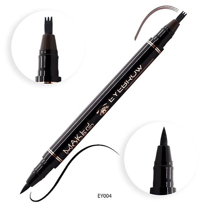 MakeOver22 - Eyebrow And Eyeliner Pen - Black/Medium Brown