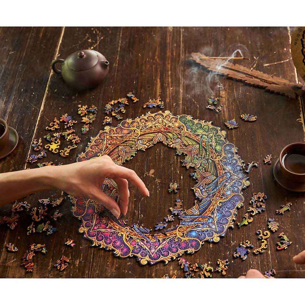 Unidragon - Figured Wooden Puzzle Kit - Mandala Inexhaustible Abundance - Medium - 200pcs