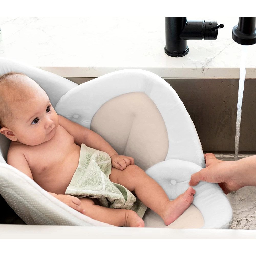 Blooming Bath - Lotus w/ Snaps - Baby Bath Seat - White/Cream/Honey