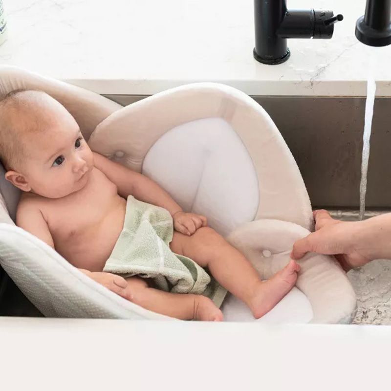 Blooming Bath - Lotus w/ Snaps - Baby Bath Seat- Cream/White/Olive