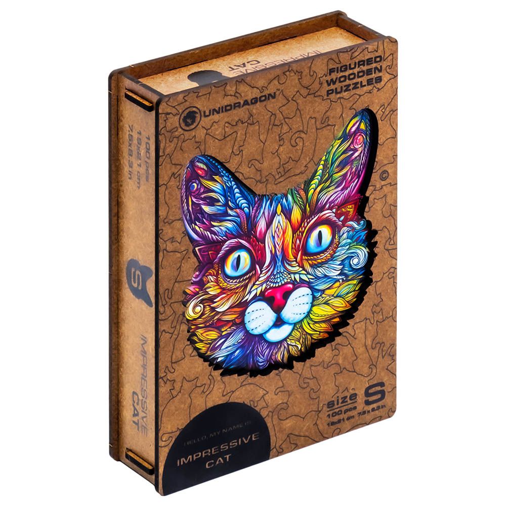 Unidragon - Figured Wooden Puzzle Kit - Impressive Cat - Small - 100pcs