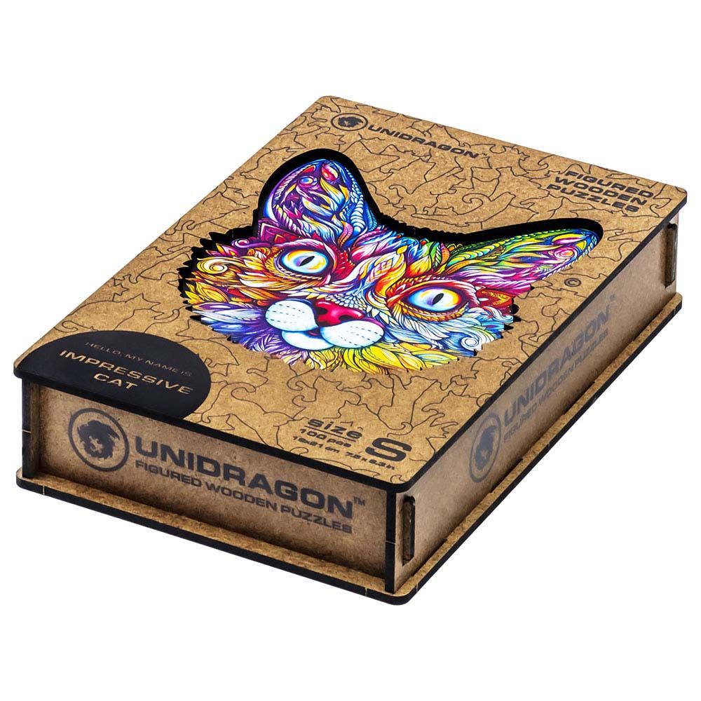 Unidragon - Figured Wooden Puzzle Kit - Impressive Cat - Small - 100pcs