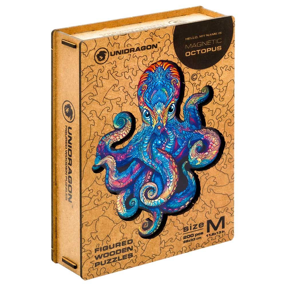 Unidragon - Figured Wooden Puzzle Kit - Magnetic Octopus - Medium - 200pcs