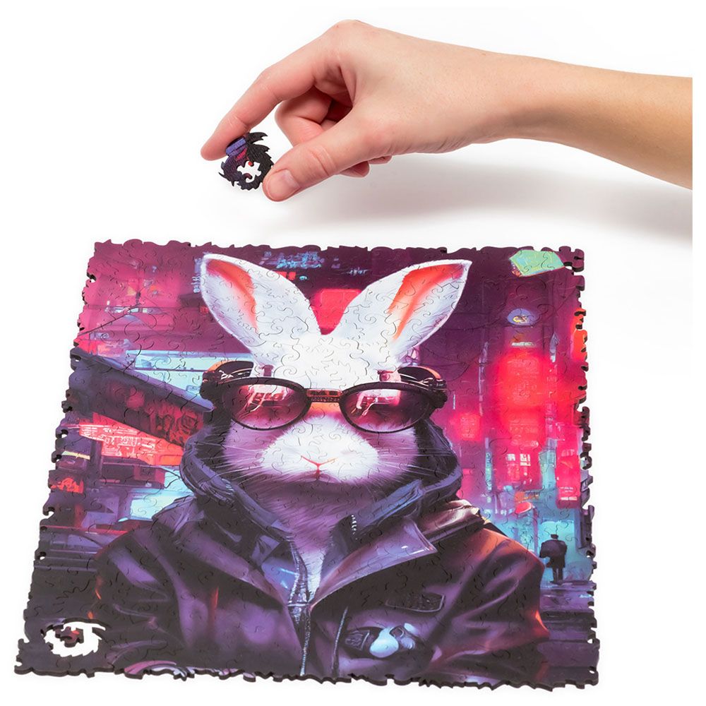 Unidragon - Figured Wooden Puzzle Kit - Pop Art Cyber Rabbit - 250pcs