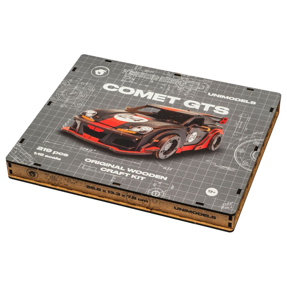 Unidragon - Figured Wooden Puzzle Kit - Unimodeis Comet GTS - 219pcs - Black/Red