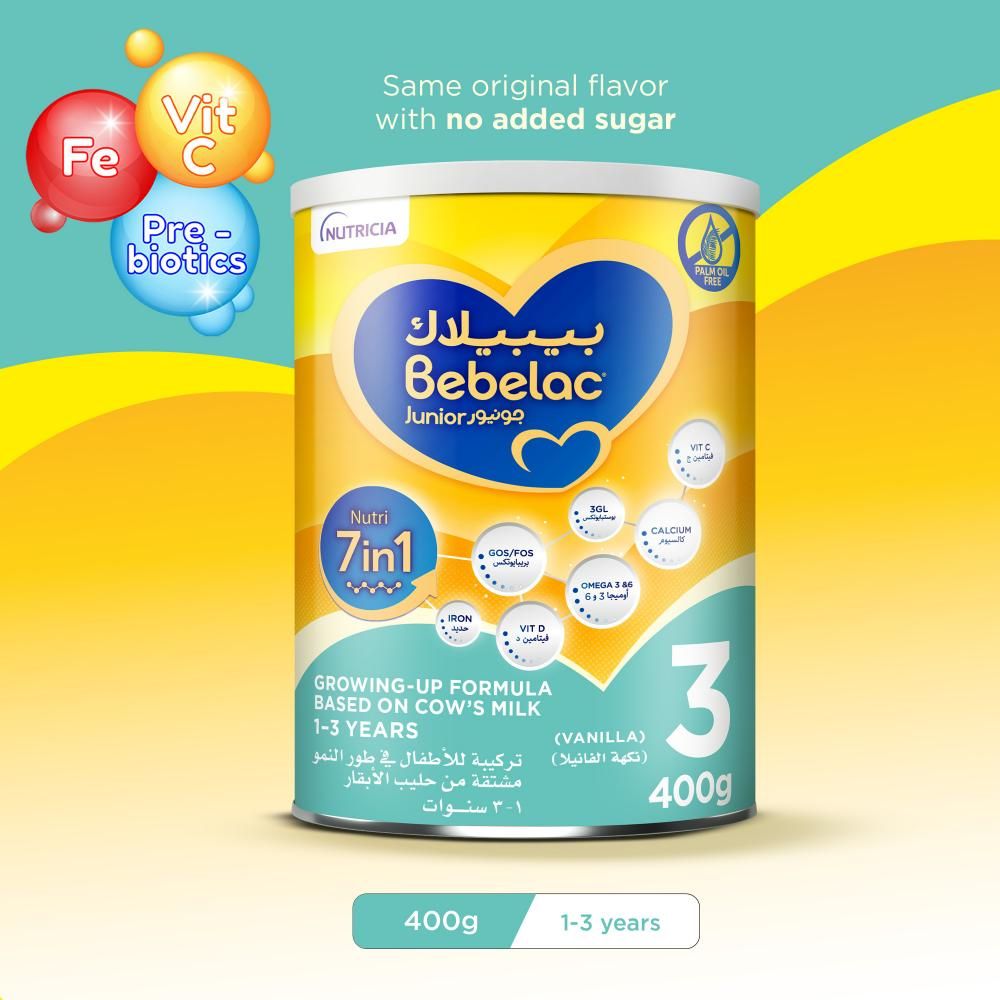 Bebelac - Junior 3 Nutri 7-in-1 Palm Oil Free Growing Up Milk Formula - 1-3Y - 400 g