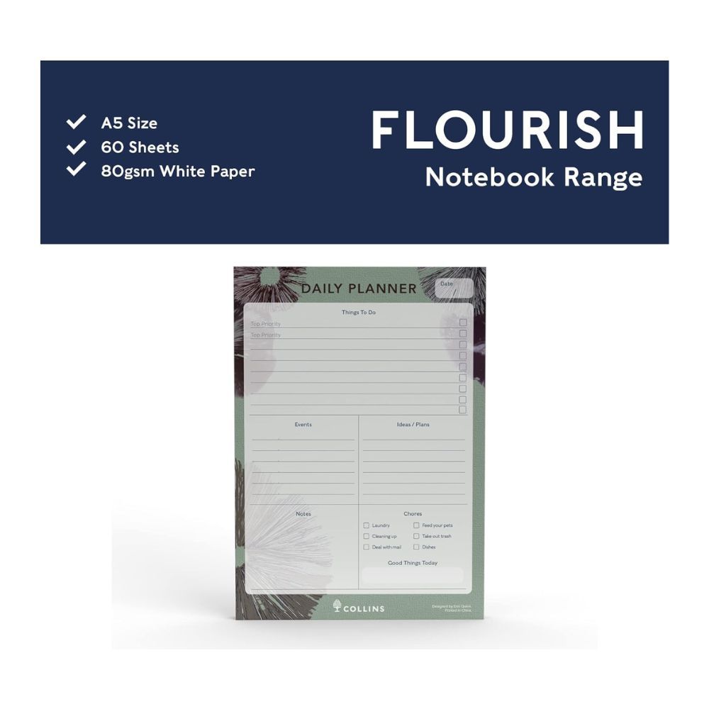 Collins - Flourish A5 Daily Desk Pad - Grey