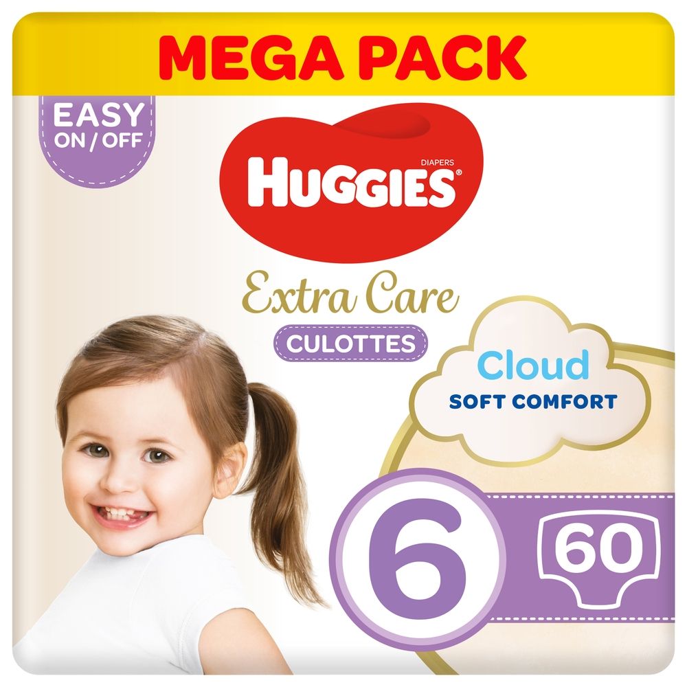 Huggies - Extra Care Culottes, Size 6, 15-25 kg, Mega Packs, 60 Diaper Pants