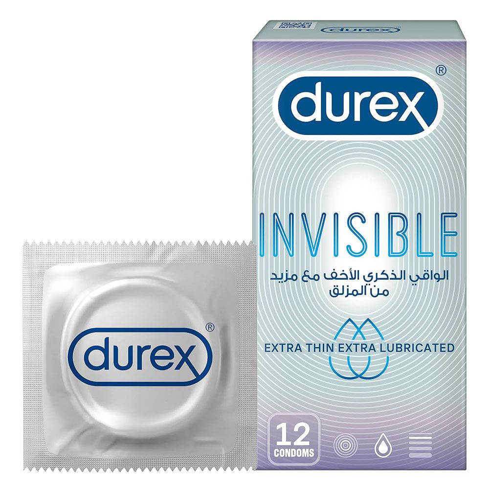 Durex - Invisible Extra Lubricated Condoms - 12 Pcs