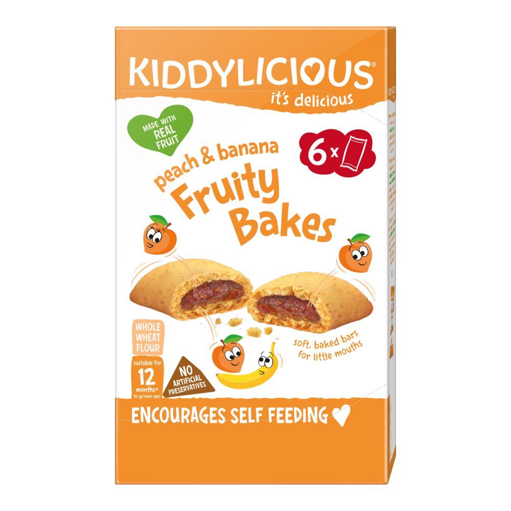 Kiddylicious - Peach And Banana Fruity Bakes Kids Snack - 22 g - Pack of 6