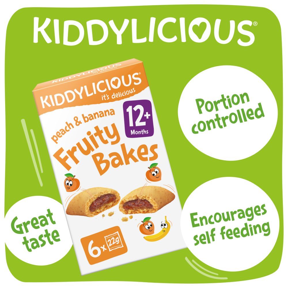 Kiddylicious - Peach And Banana Fruity Bakes Kids Snack - 22 g - Pack of 6