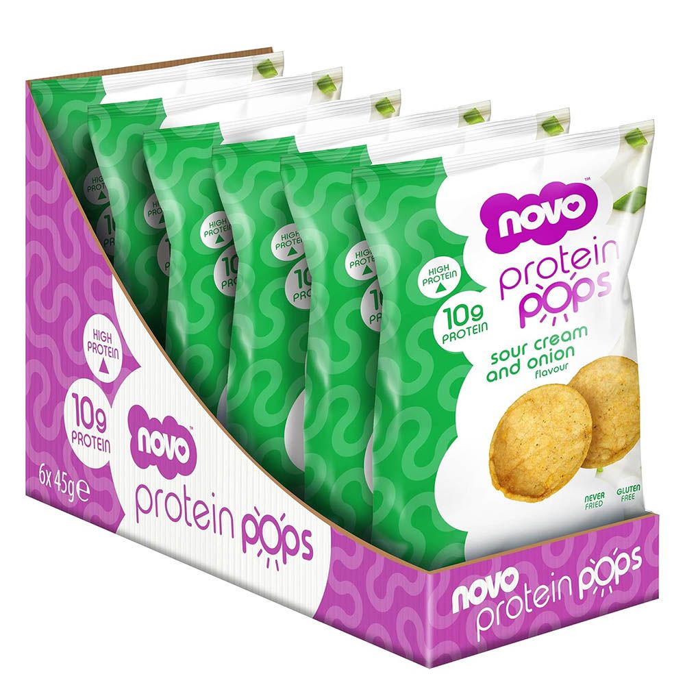 Novo - Protein Pops Healthy Snack - Sour Cream And Onion - 45 g - Pack of 6