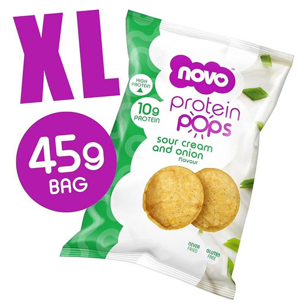 Novo - Protein Pops Healthy Snack - Sour Cream And Onion - 45 g - Pack of 6