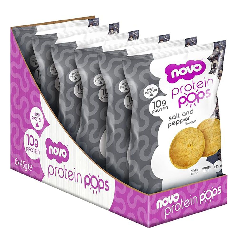 Novo - Protein Pops Healthy Snack - Salt And Pepper - 45 g - Pack of 6