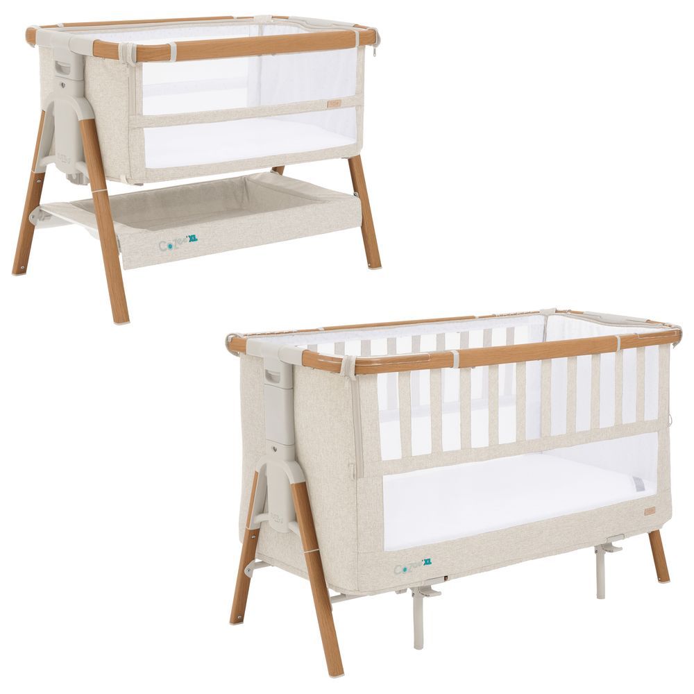 Tutti Bambini - Cozee XL Bedside Crib and Cot - Scandinavian Walnut/Ecru