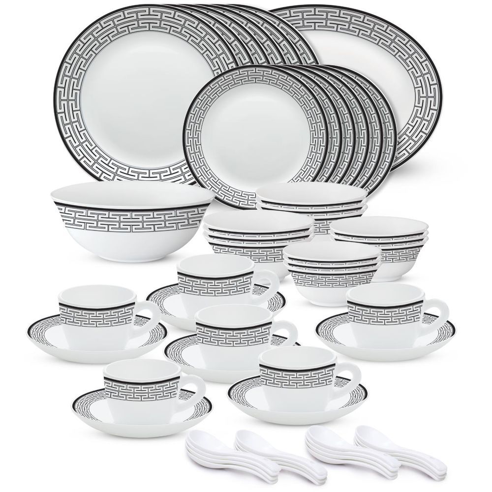 Borosil - Plano Opal Dinner Set - Zahara Black - 50 Pcs