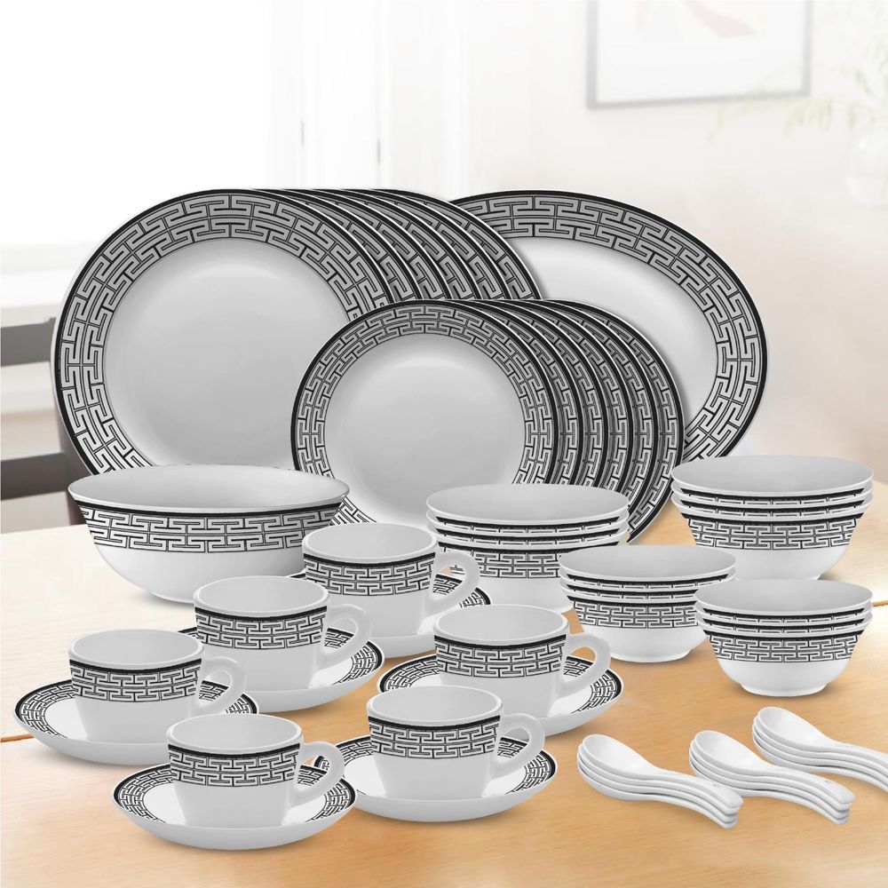 Borosil - Plano Opal Dinner Set - Zahara Black - 50 Pcs