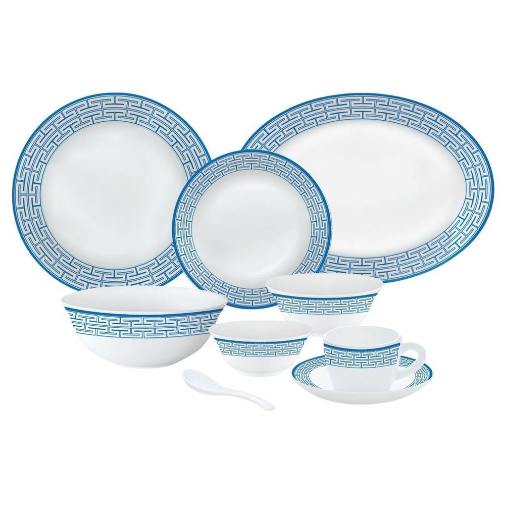 Borosil - Plano Opal Dinner Set - Zahara Blue - 50 Pcs