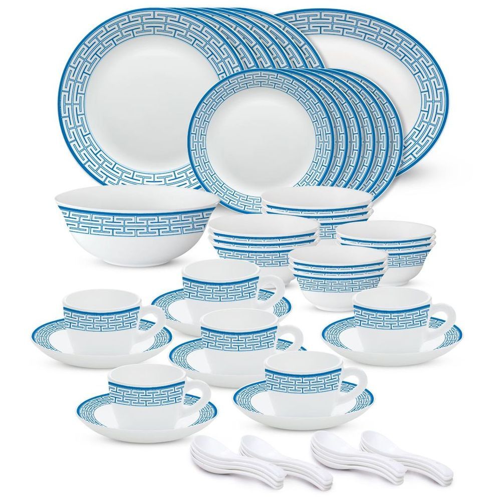 Borosil - Plano Opal Dinner Set - Zahara Blue - 50 Pcs