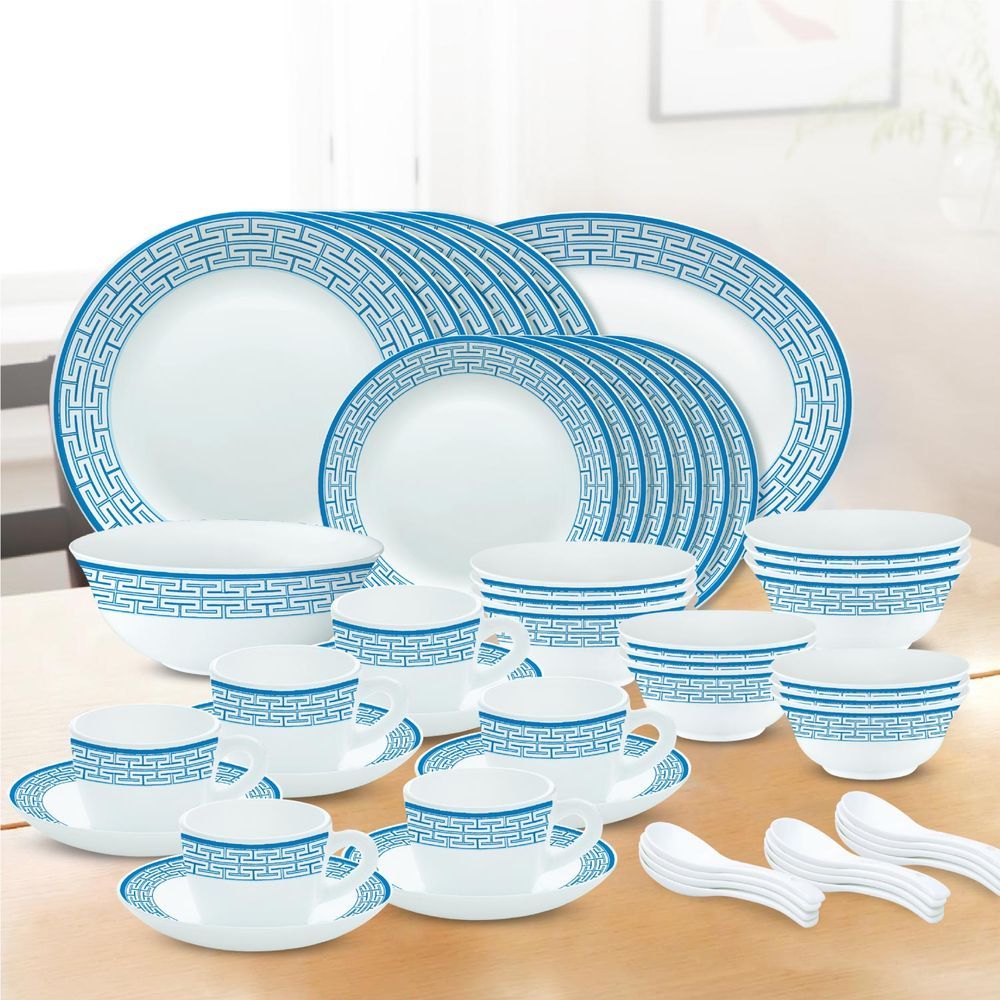 Borosil - Plano Opal Dinner Set - Zahara Blue - 50 Pcs