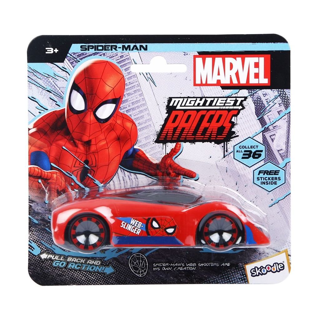 Marvel - Web Slinger Pull Back Racer Car - Spiderman - Red