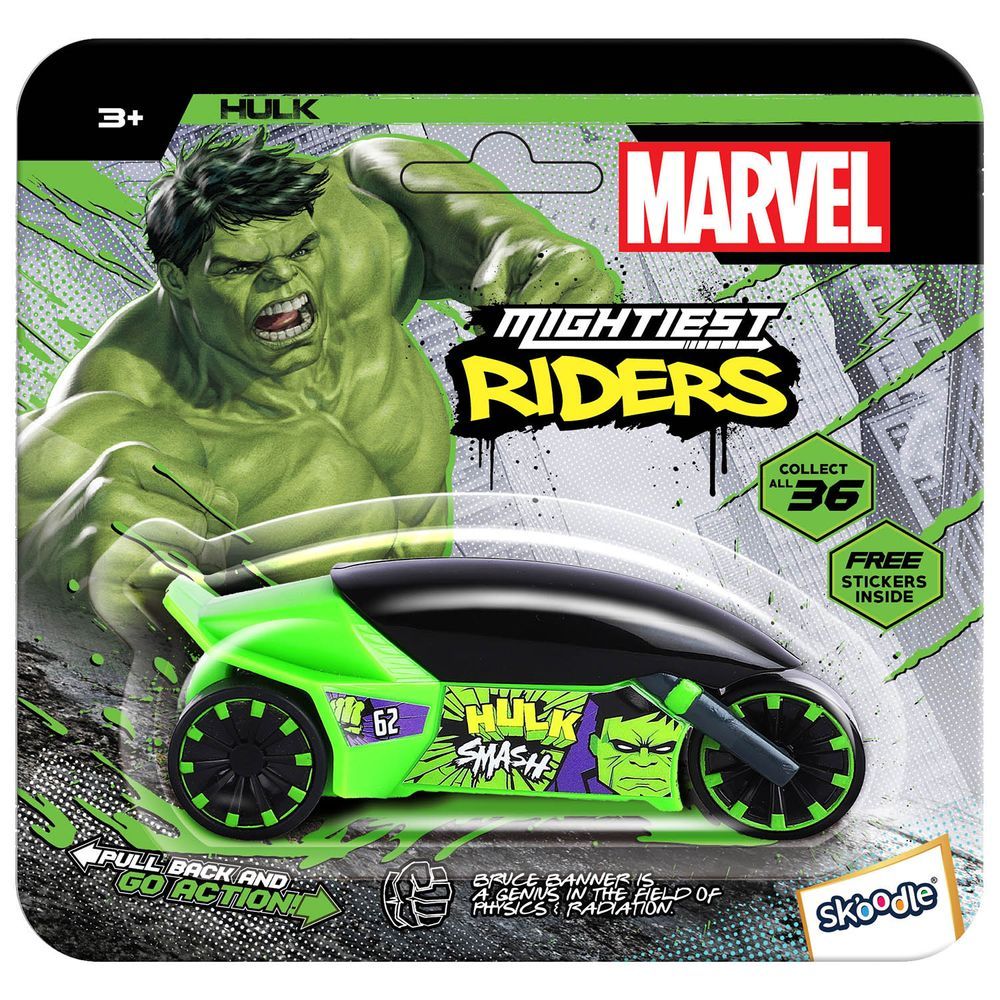 Marvel - 62 Pull Back Rider Car - Hulk Smash