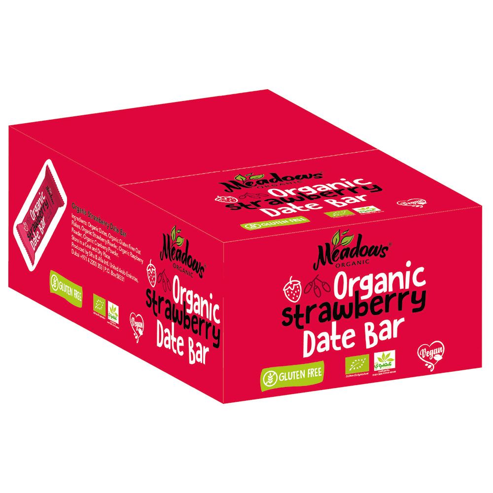 Meadows Organic - Strawberry Date Bar - 24 Pcs - 40 gm