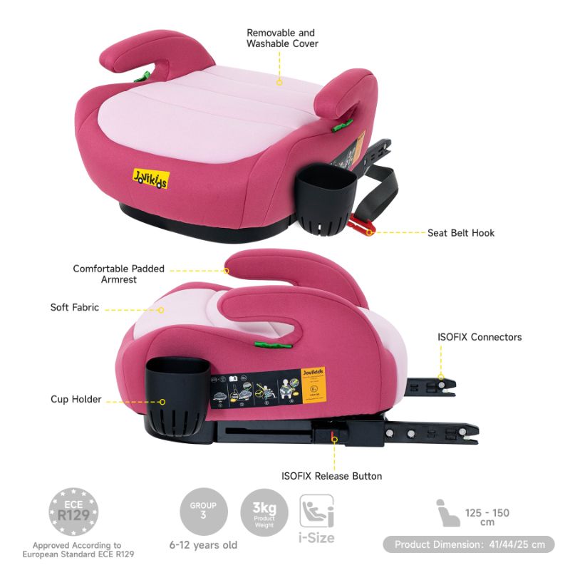 Jovikids - Ohho Plus I-Size Booster Car Seat - Blush Pink