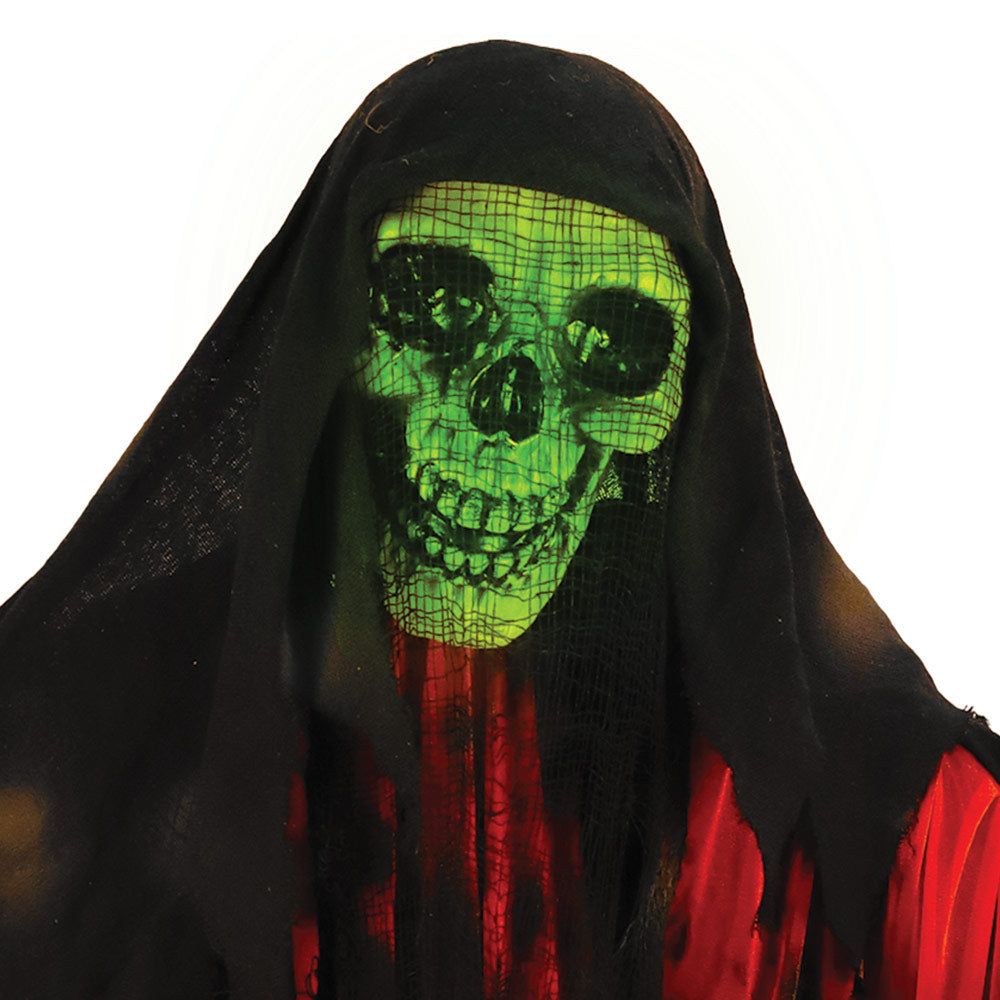 Mad Toys - Halloween Decoration - Standing Animated Green-Faced Reaper - 7in