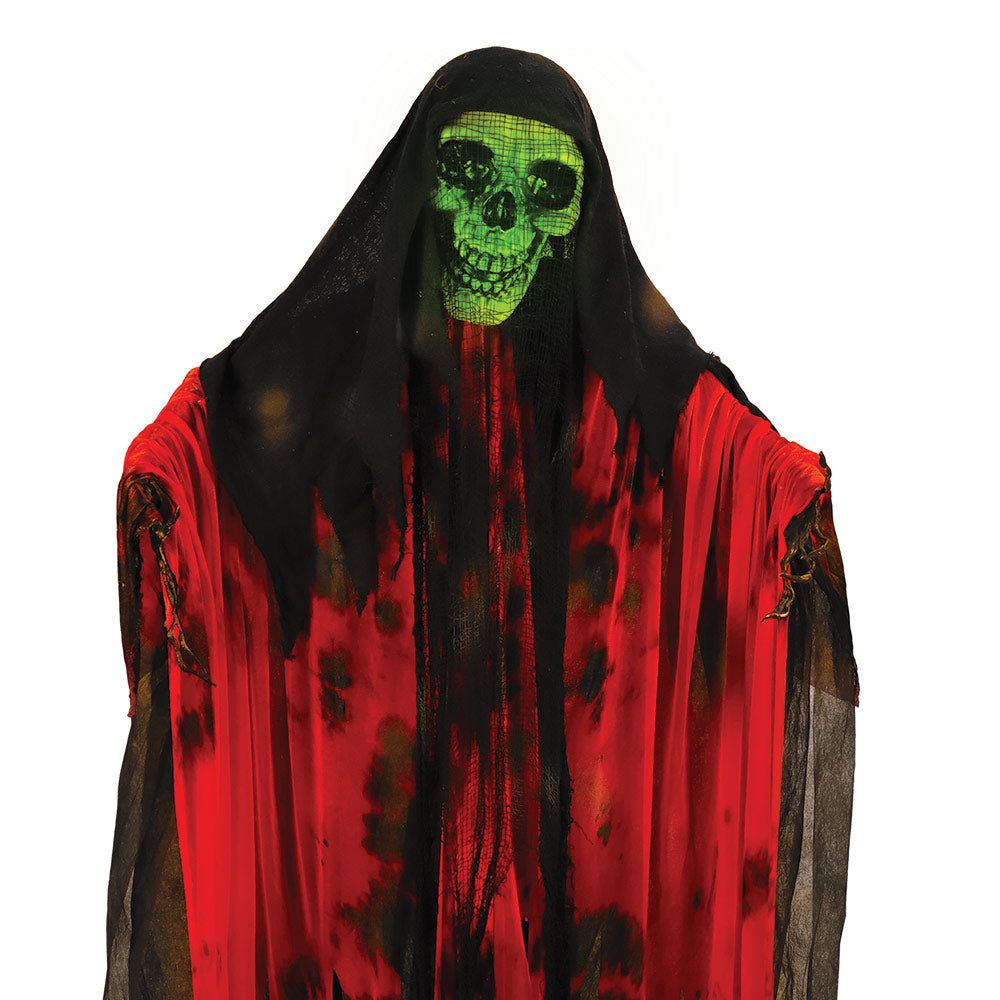 Mad Toys - Halloween Decoration - Standing Animated Green-Faced Reaper - 7in