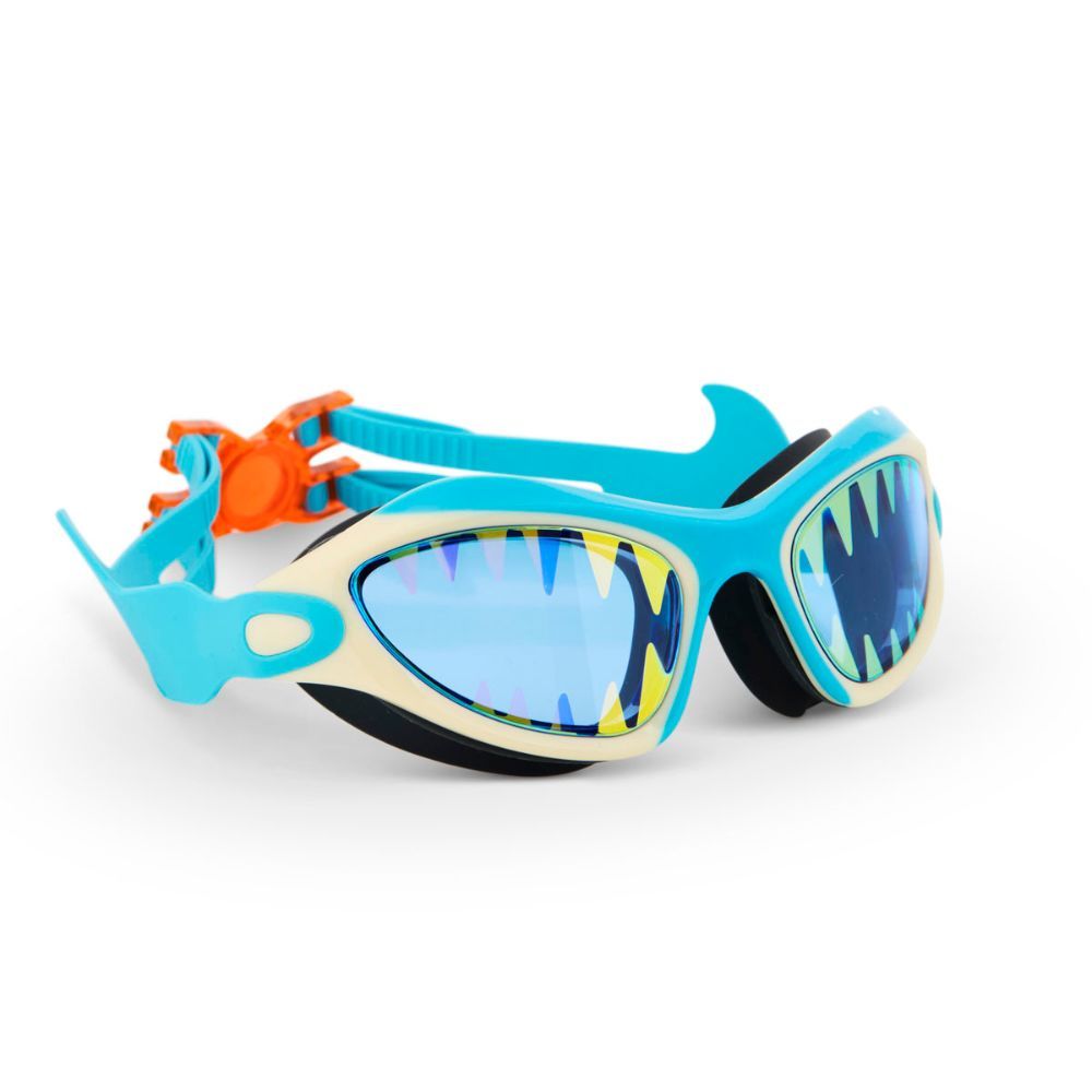 Bling2o - Shark Tooth White Megamouth Stylish Kids Swim Goggles - Blue