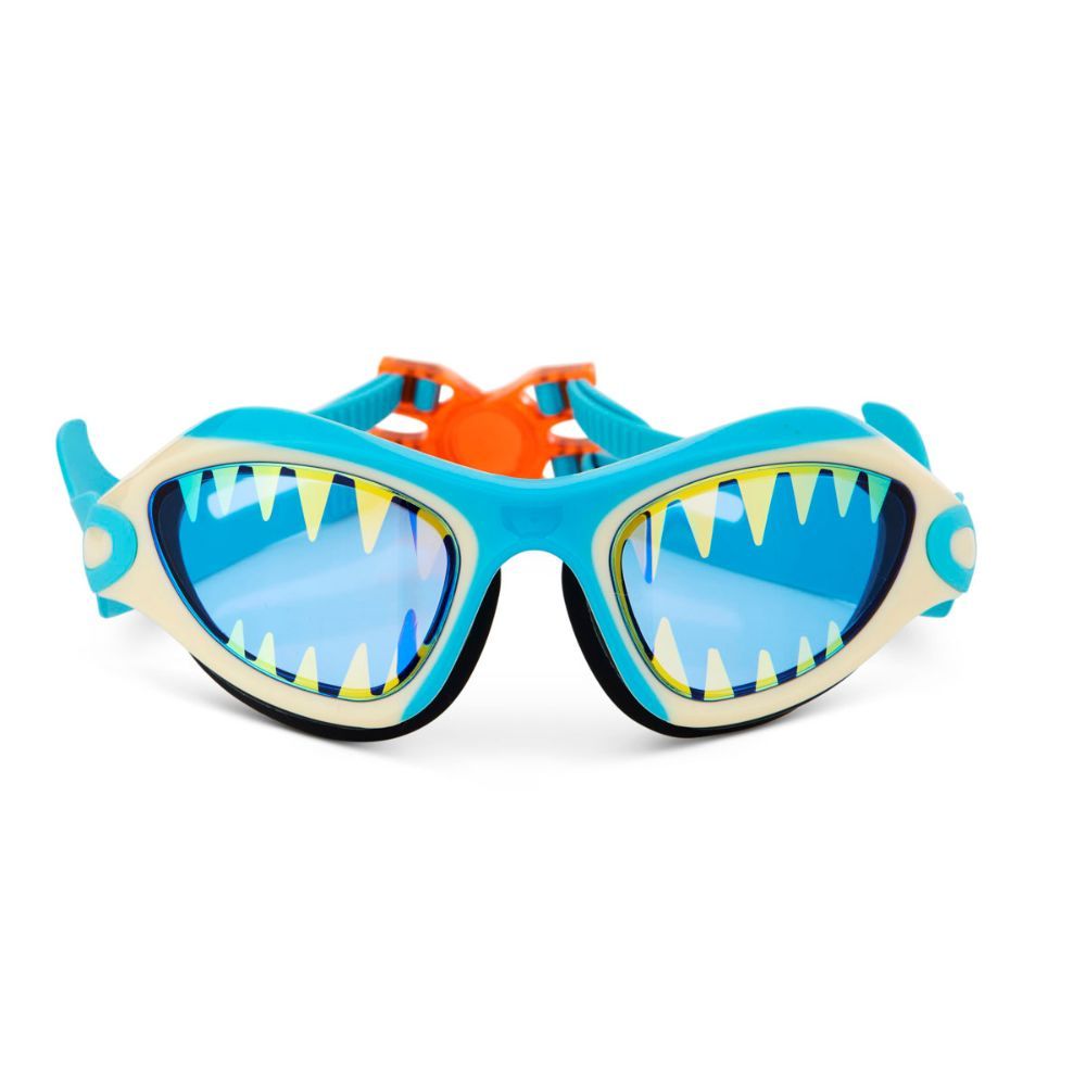 Bling2o - Shark Tooth White Megamouth Stylish Kids Swim Goggles - Blue