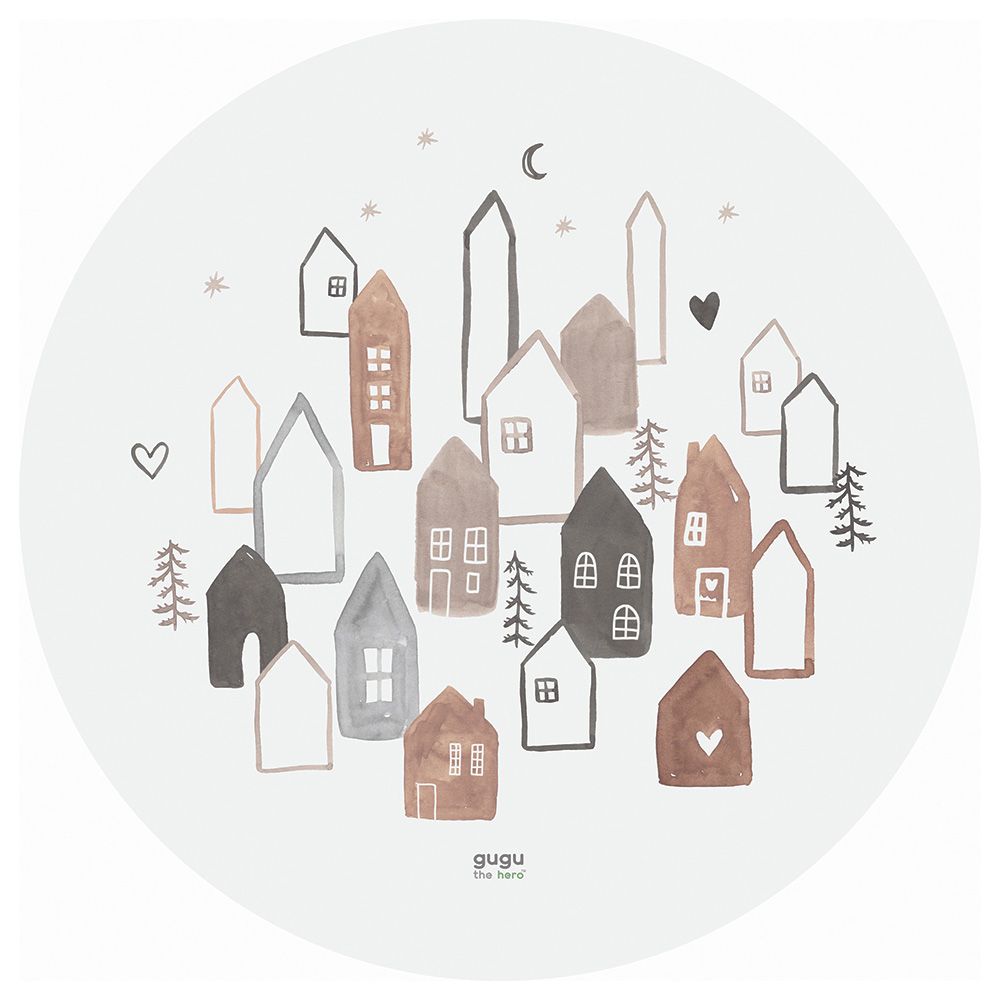 Gugu The Hero - Natural Rubber Mat - Scandi Town Circle