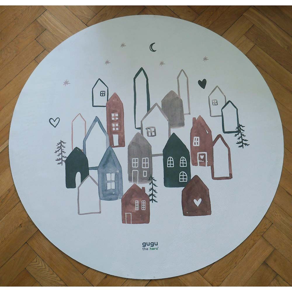 Gugu The Hero - Natural Rubber Mat - Scandi Town Circle