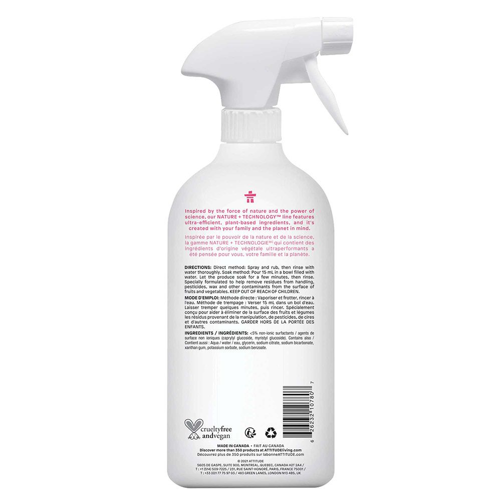 Attitude - Fragrance Free Fruit And Vegetable Wash - 800 ml