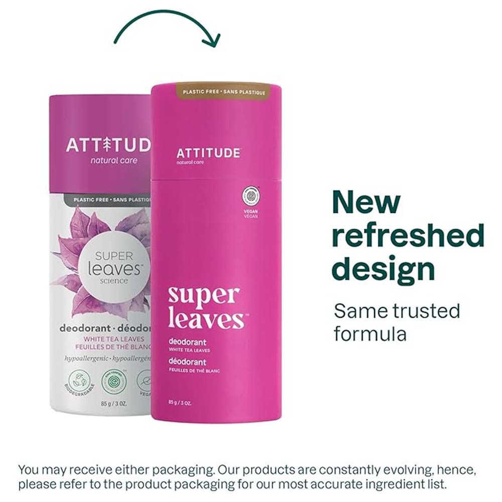 Attitude - Plastic-Free Deodorant - White Tea Leaves - 85 g