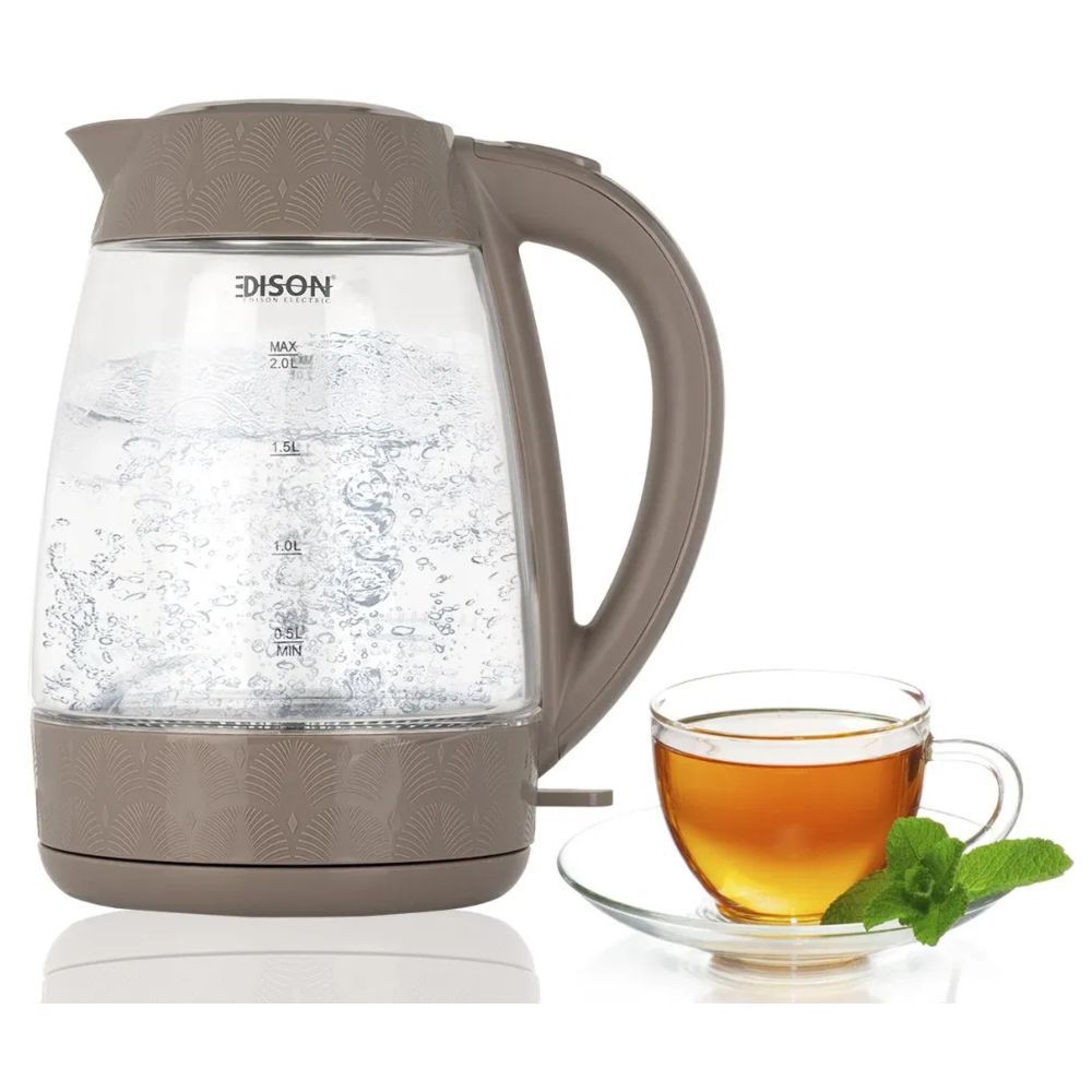 Edison - Electric Glass Kettle - Grey - 2 L - 2200 W