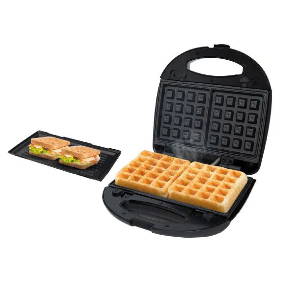 Edison - 2-in-1 Electric Sandwich And Waffle Maker - Black - 700 W