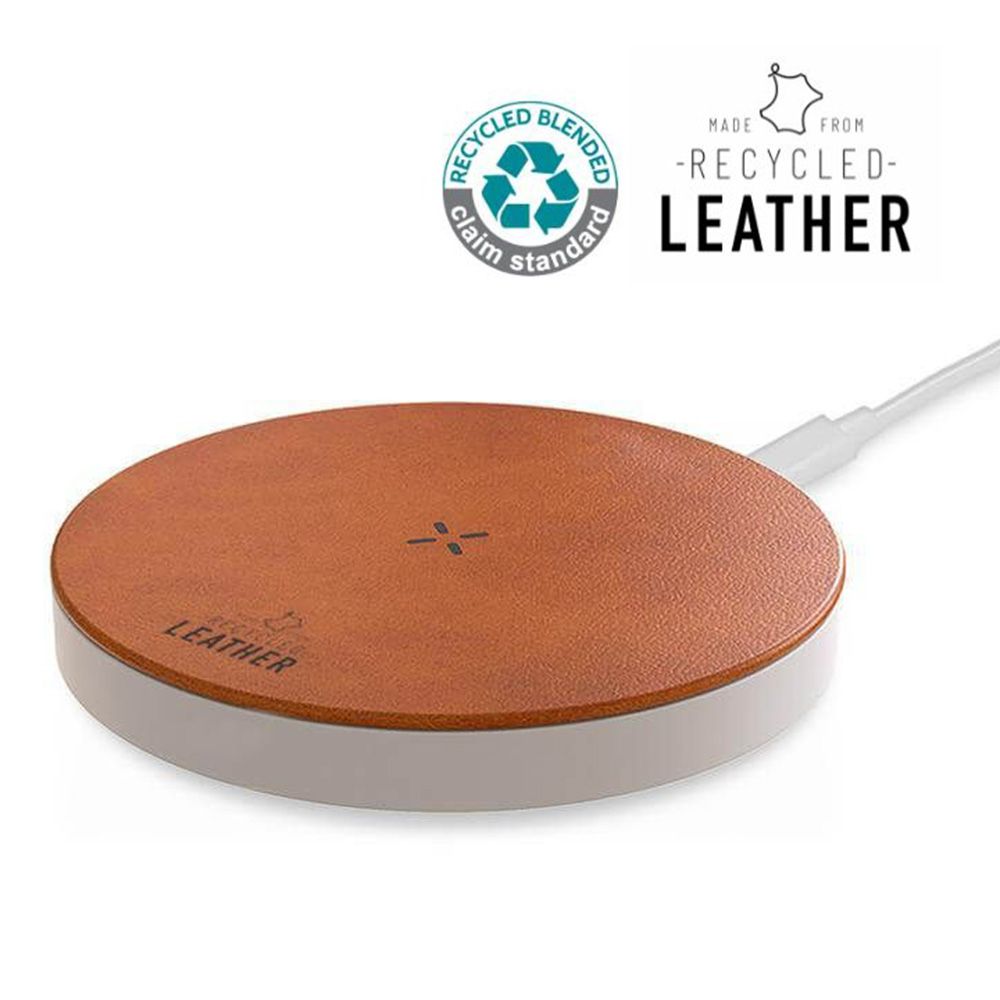 Memorii - Anzio Leather Wireless Charger - White/Tan - 15W