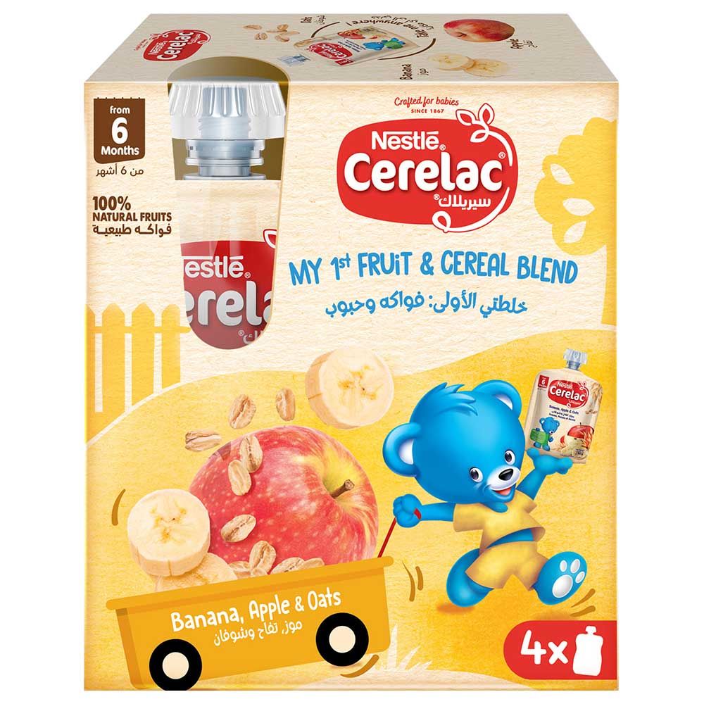 Nestle Cerelac - Banana Apple Oat Puree Pouch - 90 g - Pack of 4