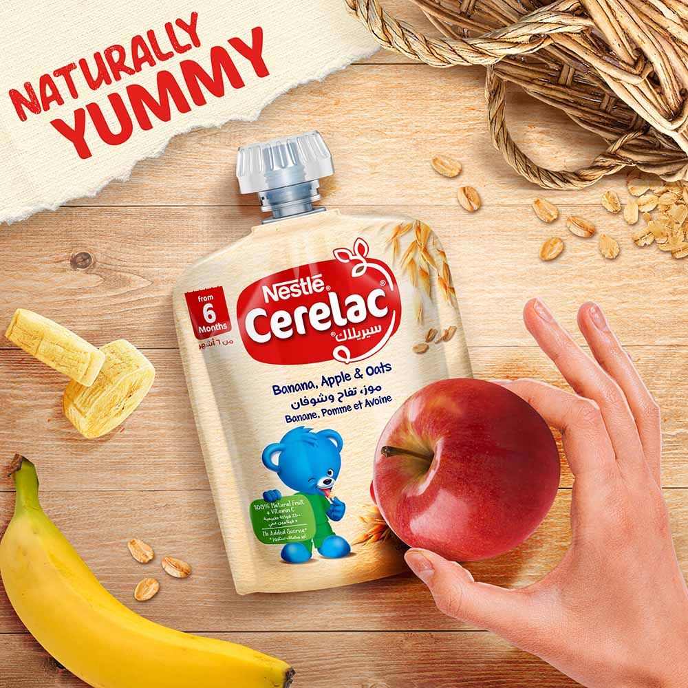 Nestle Cerelac - Banana Apple Oat Puree Pouch - 90 g - Pack of 4