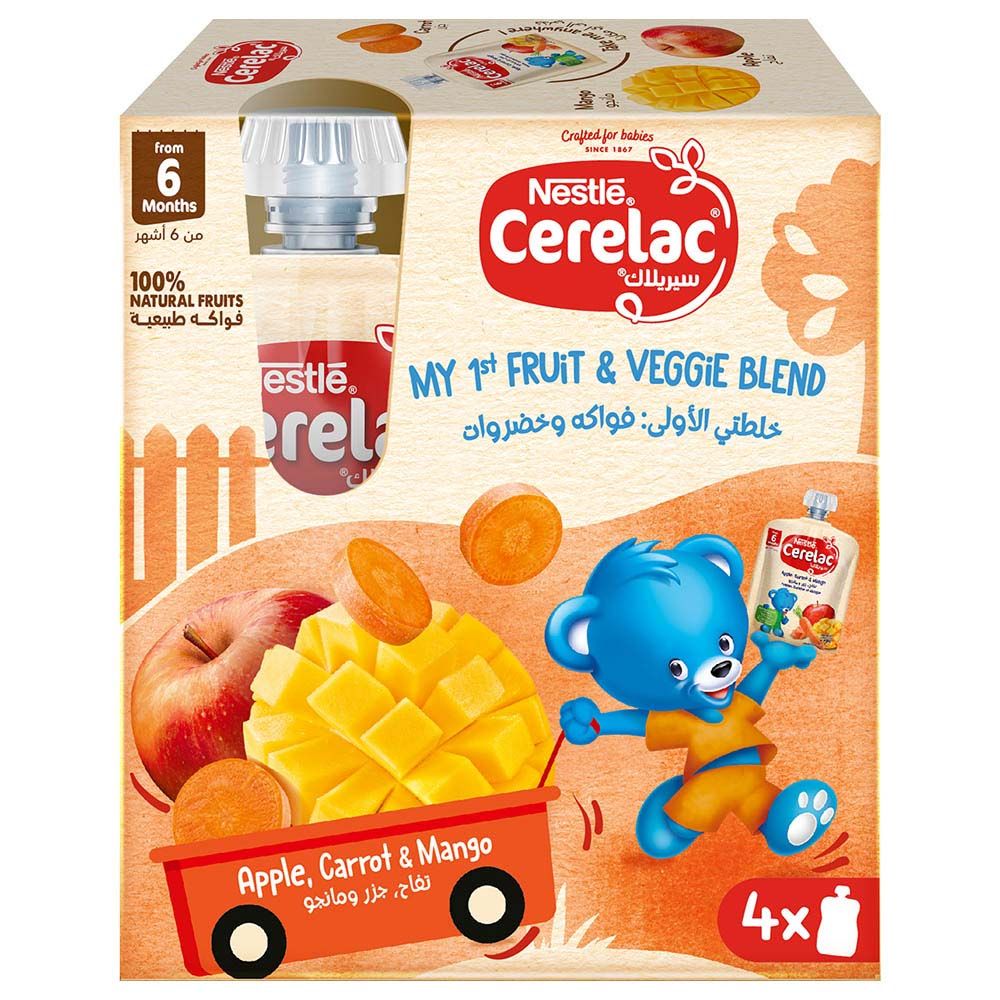 Nestle Cerelac - Apple Carrot Mango Puree Pouch - 90 g - Pack of 4