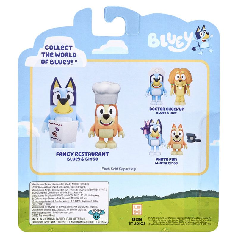 Bluey - Fancy Restaurant Figure Set - Bluey And Bingo - 4pcs