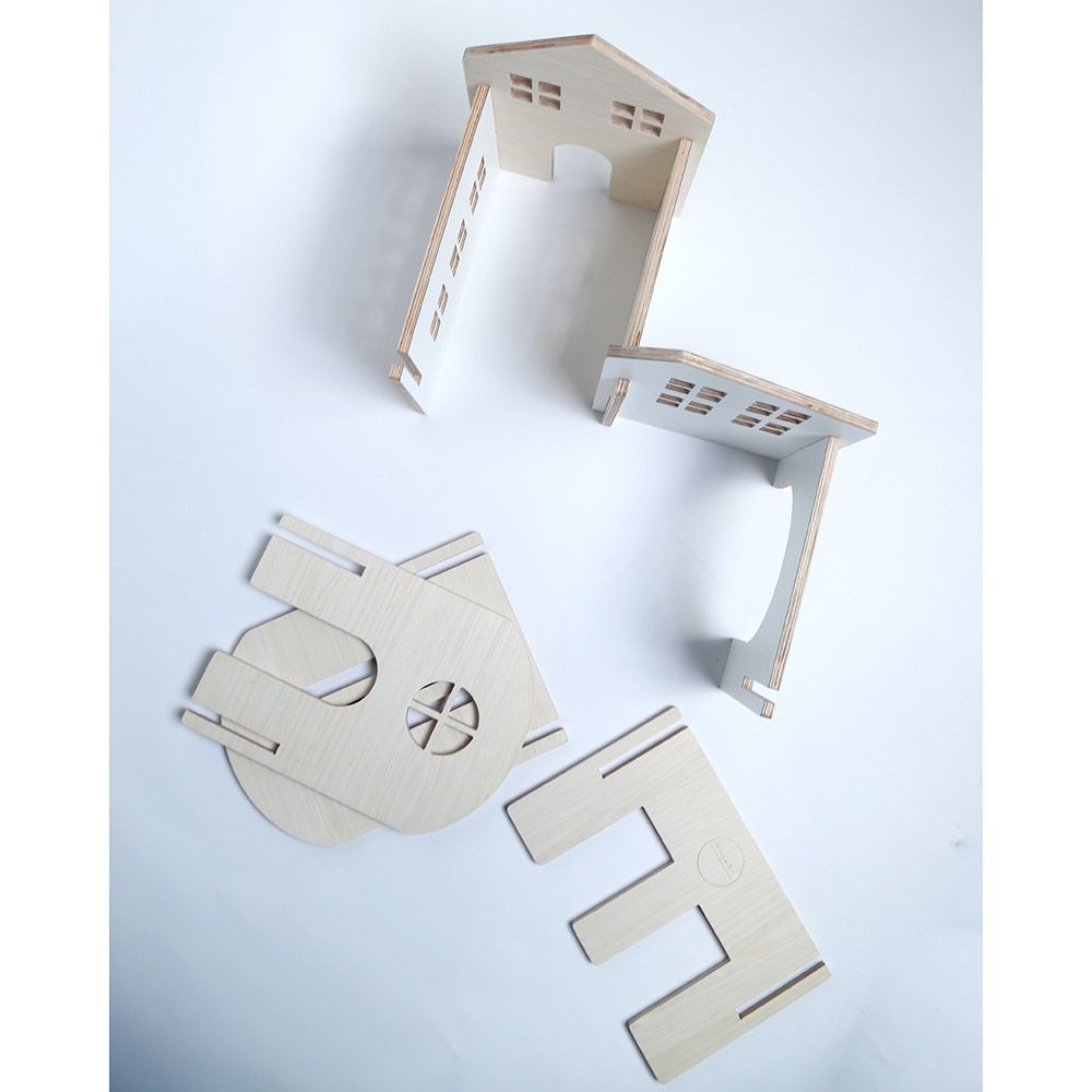 Mkandm - Skyline Wooden Building Toy - White - 8pcs