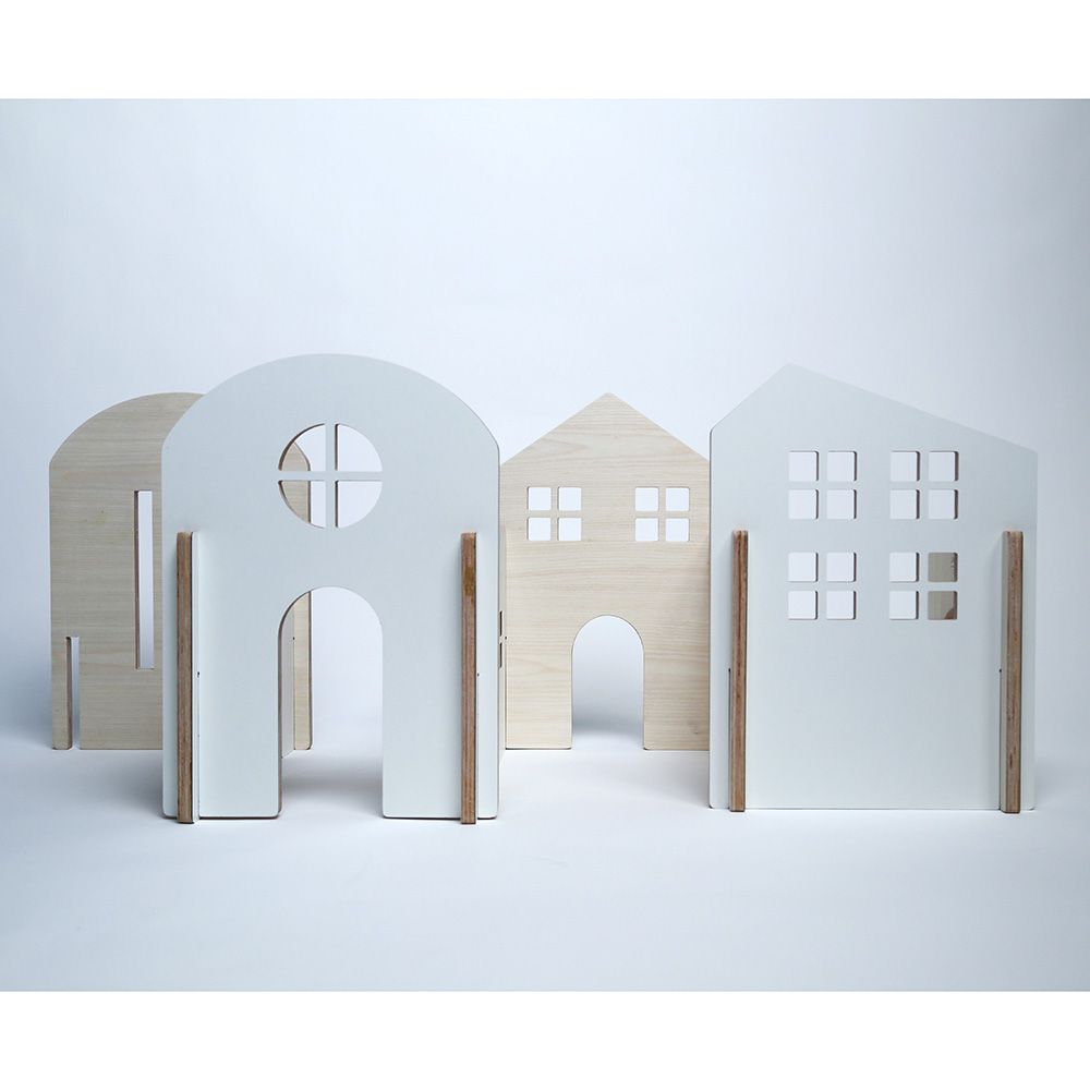 Mkandm - Skyline Wooden Building Toy - White - 8pcs