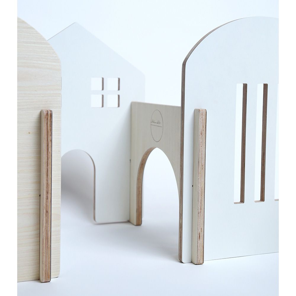 Mkandm - Skyline Wooden Building Toy - White - 8pcs