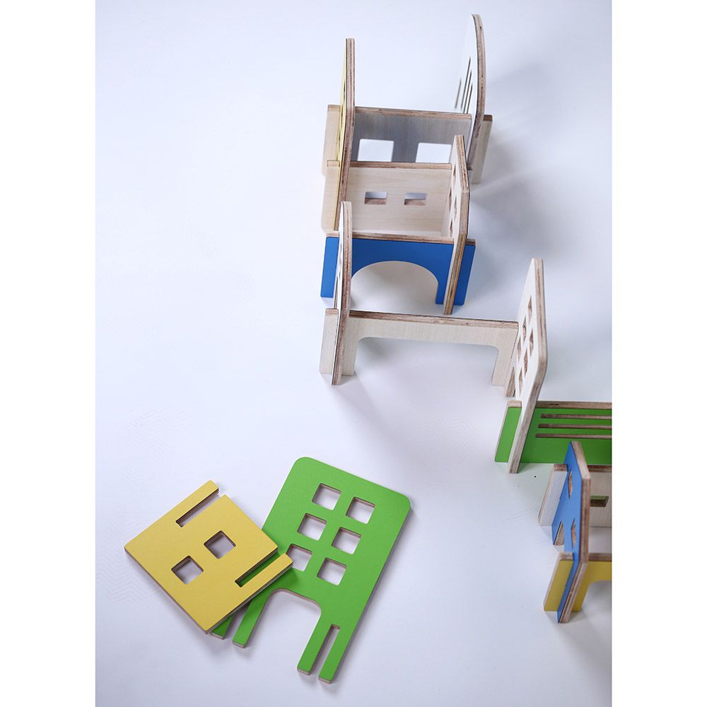 Mkandm - Skyline Mini Wooden Building Toy - 16pcs